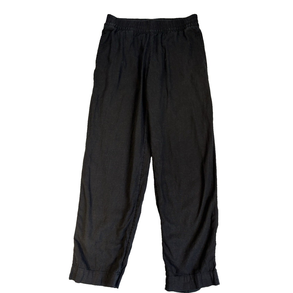 Old Navy Women's Sm Black High Rise Straight‎ Linen Pants Resort Travel Beach